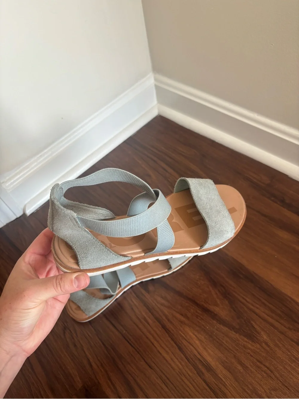 Sorel Ella Light Blue Suede Strappy Sandals Size 10